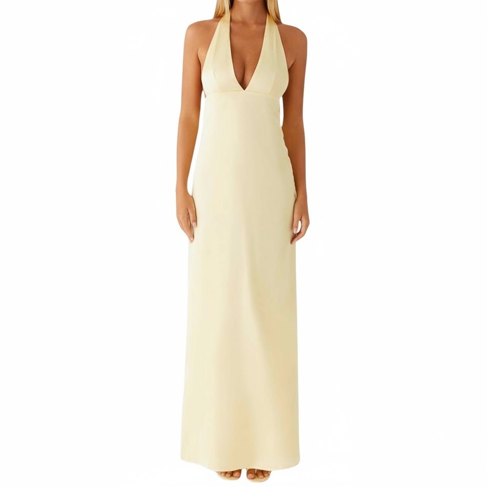 Women's Sleeveless Halter Long Open Back Summer Dress - Picture 2 of 10